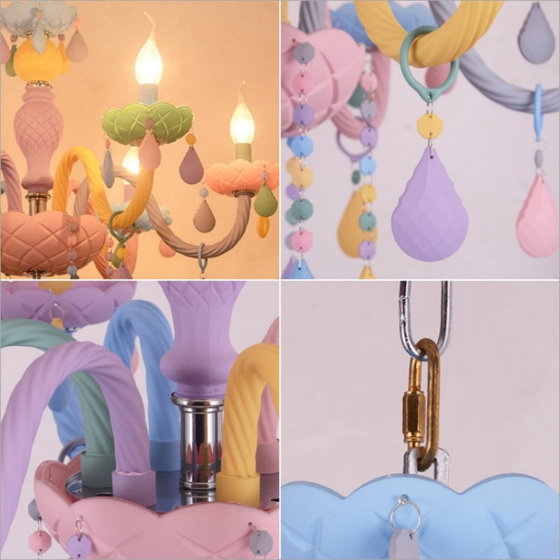 Rainbow Macaron Children's Room Bedroom Creative Crystal Chandelier