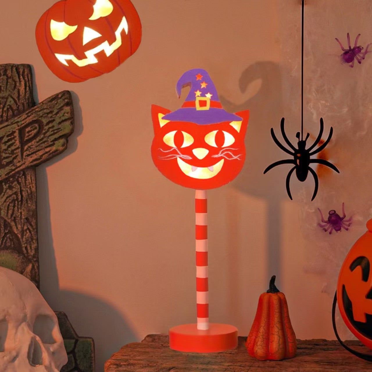 Halloween-Themed Wooden Decorative Lights