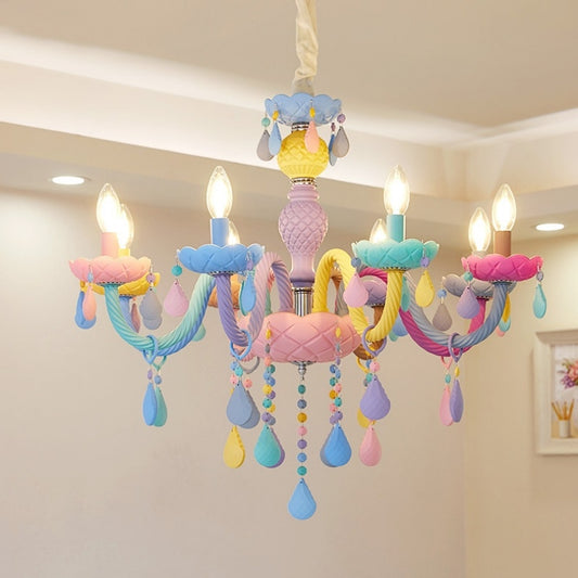 Rainbow Macaron Children's Room Bedroom Creative Crystal Chandelier
