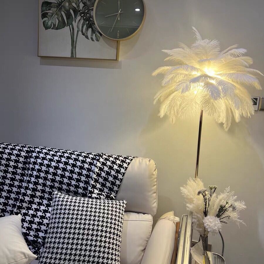 Feather floor lamp living room sofa bedroom decoration upright table lamp