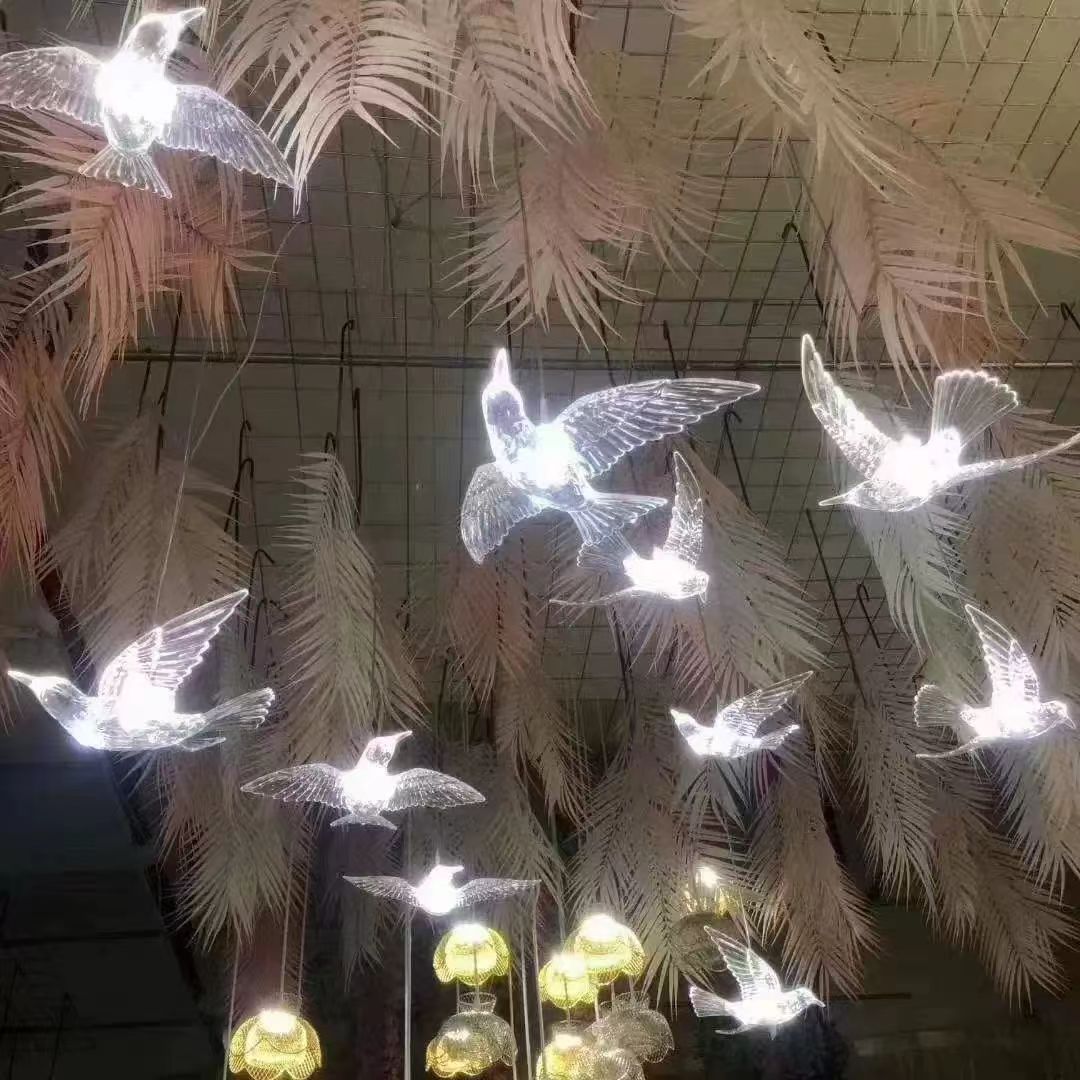 New wedding props bird acrylic transparent chandelier wedding decoration luminous string lights