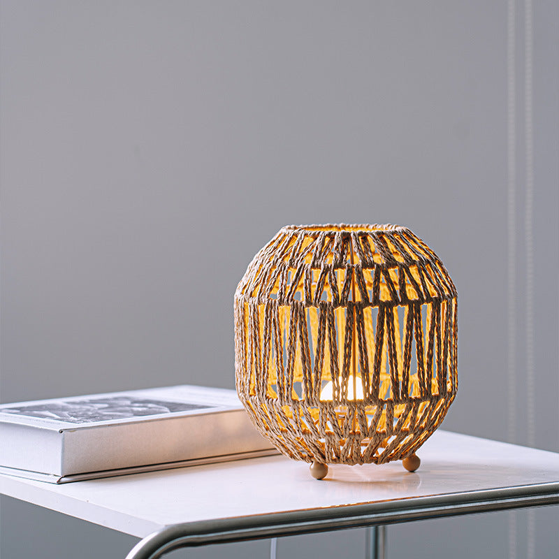 Rural Style Woven Lanterns Table Lamp