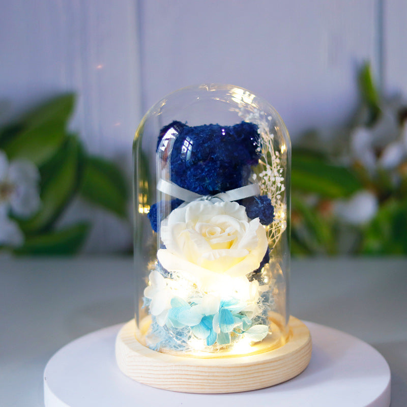 Immortal flower moss bear glass cover decoration Christmas Valentine's Day gift to love friends