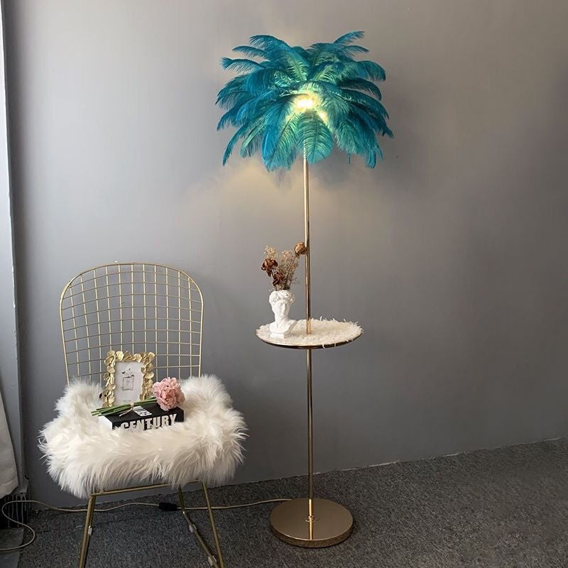 Feather floor lamp living room sofa bedroom decoration upright table lamp