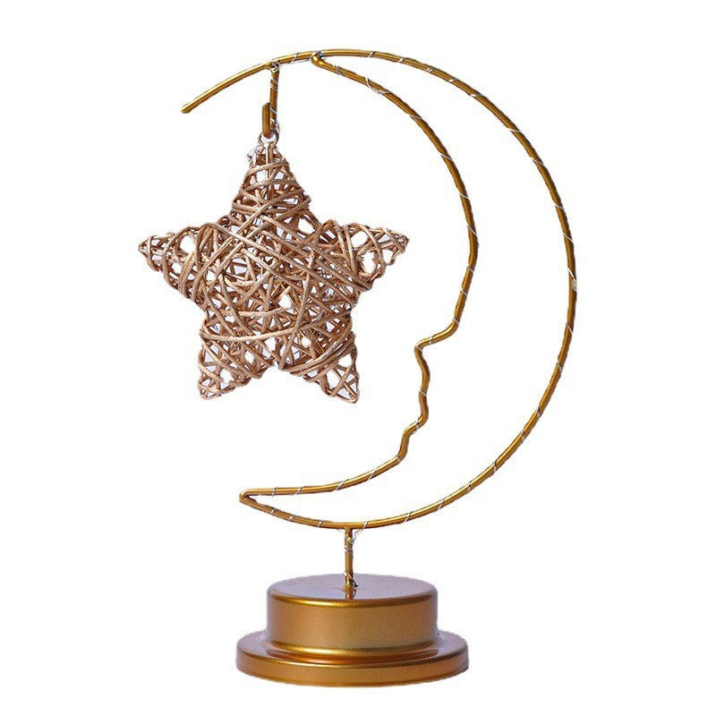 Moon Five-Pointed Star Round Ball Ironwork Atmosphere Decorative Lamp