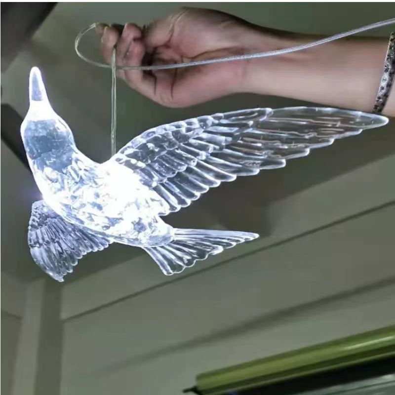 New wedding props bird acrylic transparent chandelier wedding decoration luminous string lights