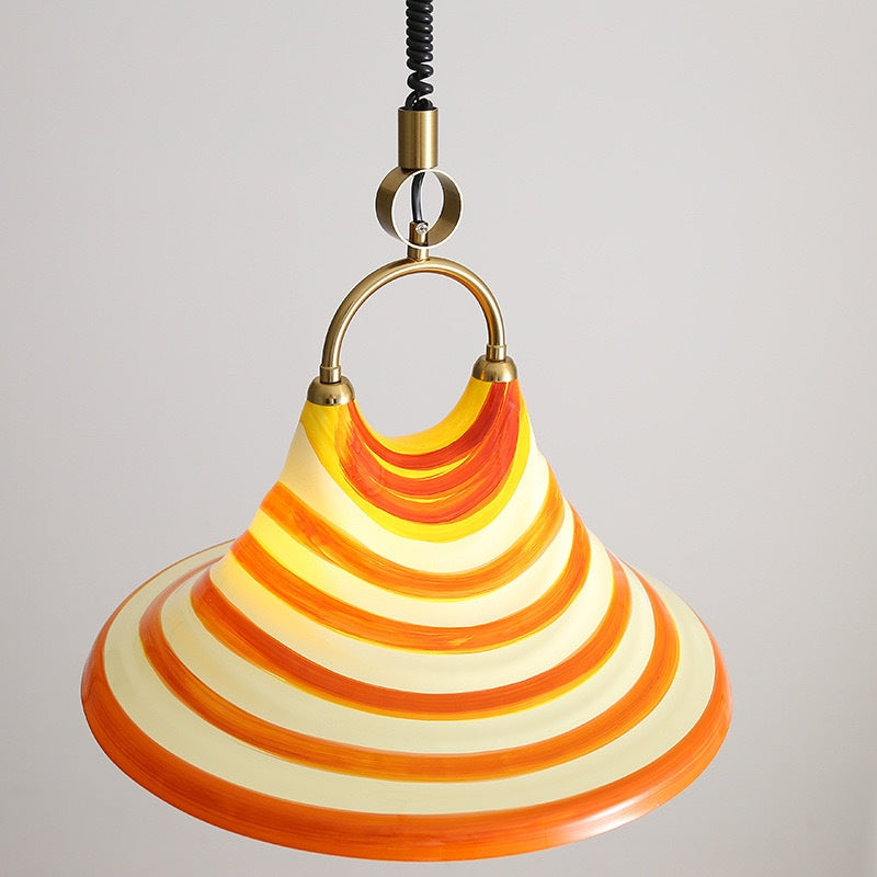 A Retro Painted Horn Chandelier That Can Be Raised And Lowered