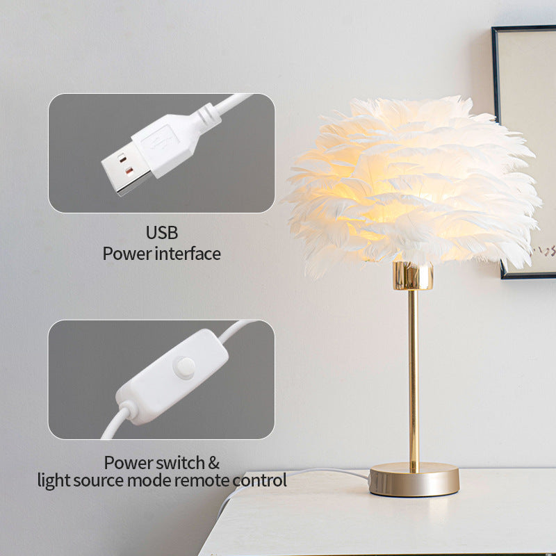 Romantic Atmosphere Feather Table Lamp
