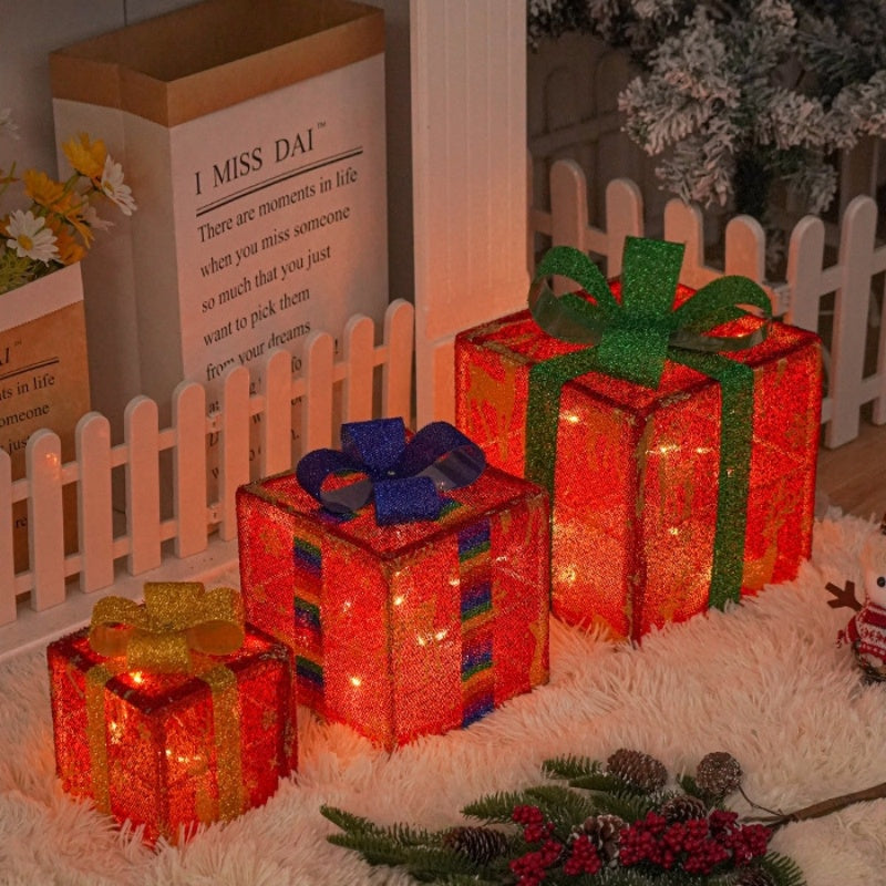 LED Christmas Gift Box Scene Arrangement Festival Decorative Lights