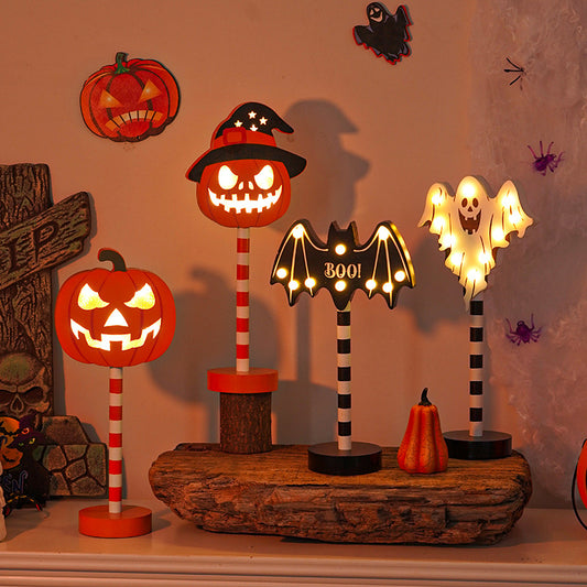Halloween-Themed Wooden Decorative Lights