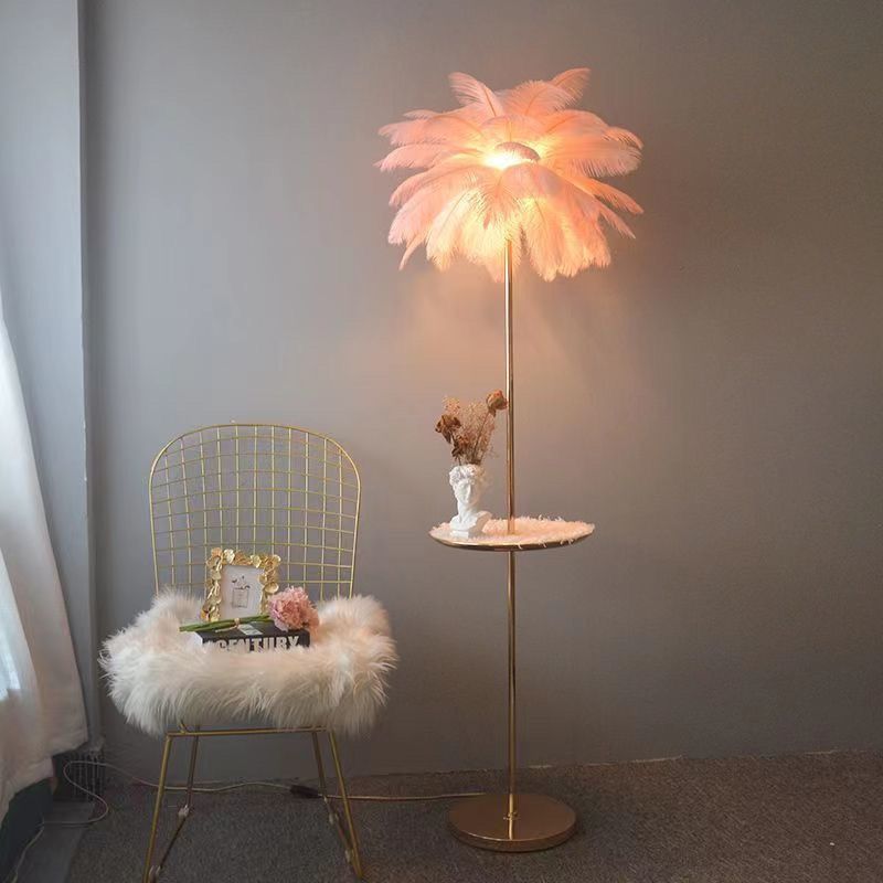 Feather floor lamp living room sofa bedroom decoration upright table lamp