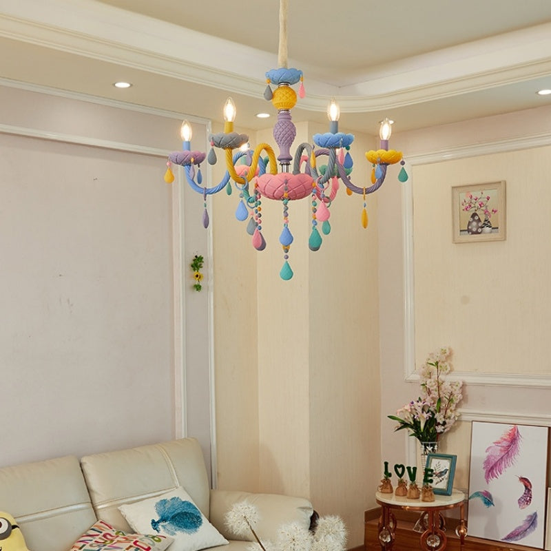 Rainbow Macaron Children's Room Bedroom Creative Crystal Chandelier