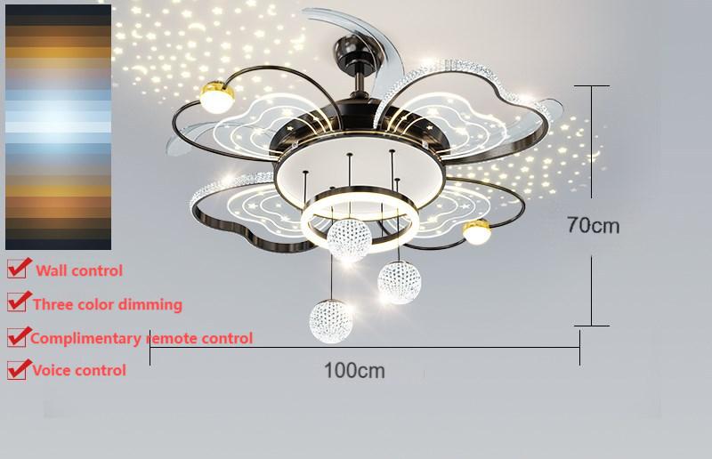 New invisible ceiling fan light light luxury warm starry sky light the whole house combined fan light