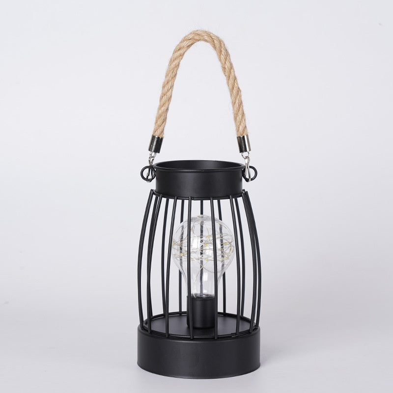 Creative Copper Wire Ironwork Hand-Held Hemp Rope Lantern Decorative Lamp