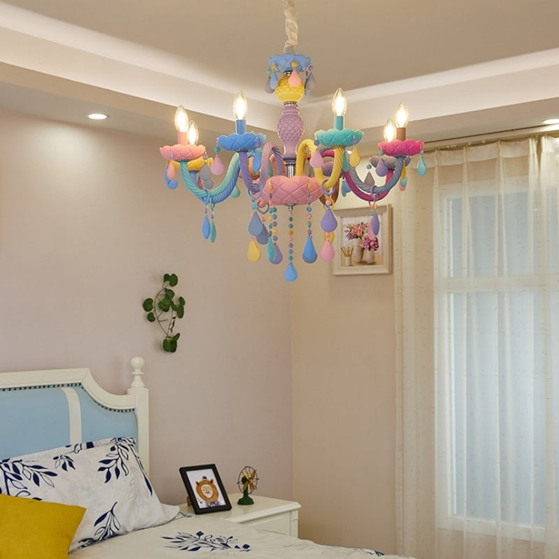 Rainbow Macaron Children's Room Bedroom Creative Crystal Chandelier