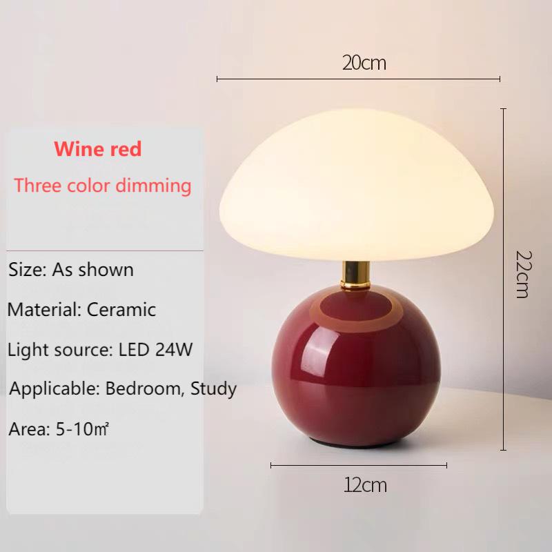 Mushroom table lamp cream wind eye protection bedroom bedside lamp simple modern warm male and female room atmosphere night light