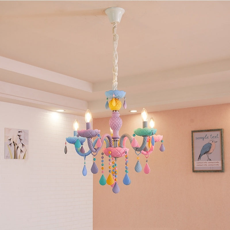 Rainbow Macaron Children's Room Bedroom Creative Crystal Chandelier
