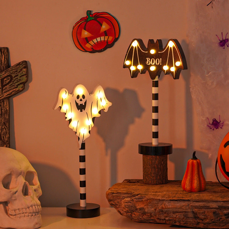 Halloween-Themed Wooden Decorative Lights