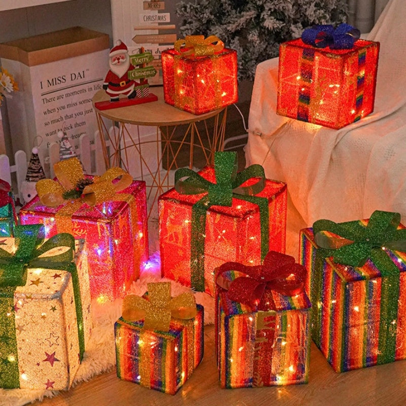 LED Christmas Gift Box Scene Arrangement Festival Decorative Lights